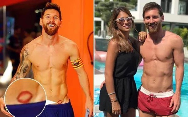 Messi xăm hình đôi môi của người vợ xinh đẹp Antonella